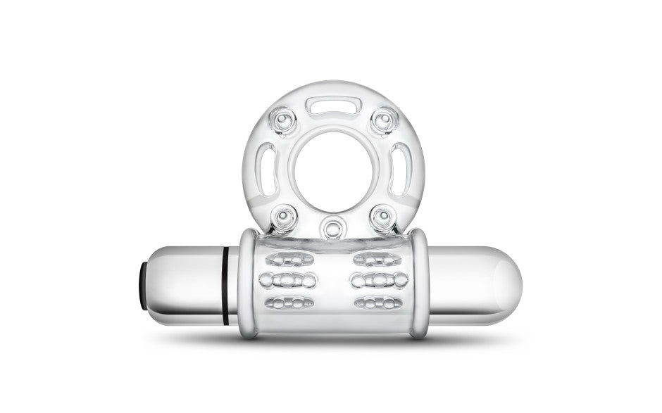 Stay Hard 10 Function Vibrating Mega Bull Penis Ring Clear Vibrating Cock Rings