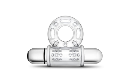 Stay Hard 10 Function Vibrating Mega Bull Penis Ring Clear - Vibrating Cock Rings