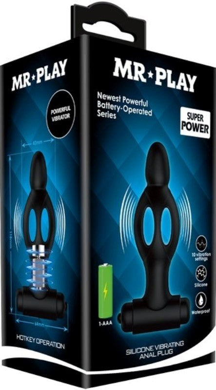 Silicone Rechargeable Vibrating Anal Plug - Black Anal Vibrators