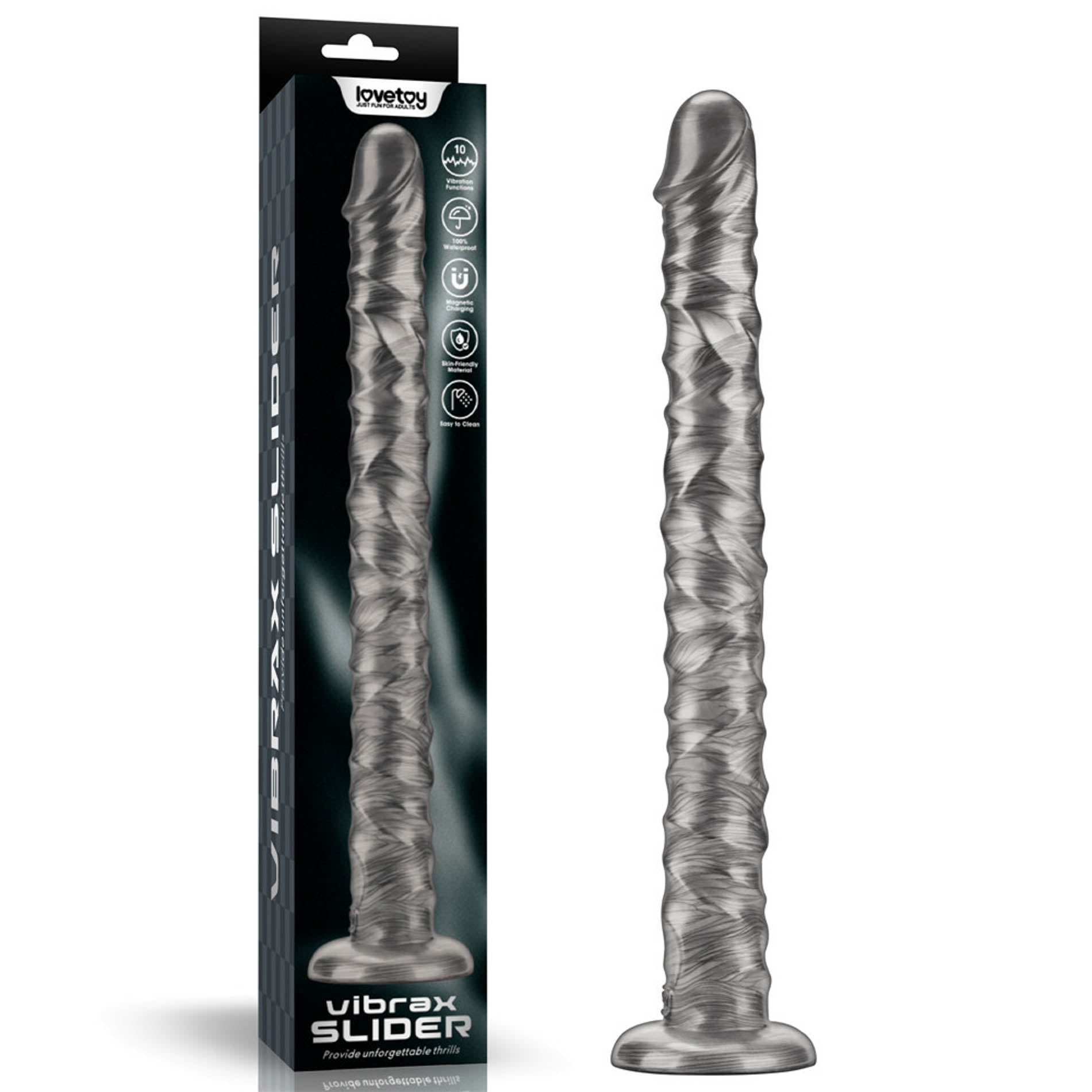 Lovetoy King Sized Vibrax Slider Vibrating Dildo Grey Vibrating Dildos