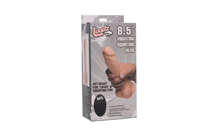 Loadz Dual Density Squirting Dildo Light Skin Tone With Remote 8.5 Inch Vibrating Dildos