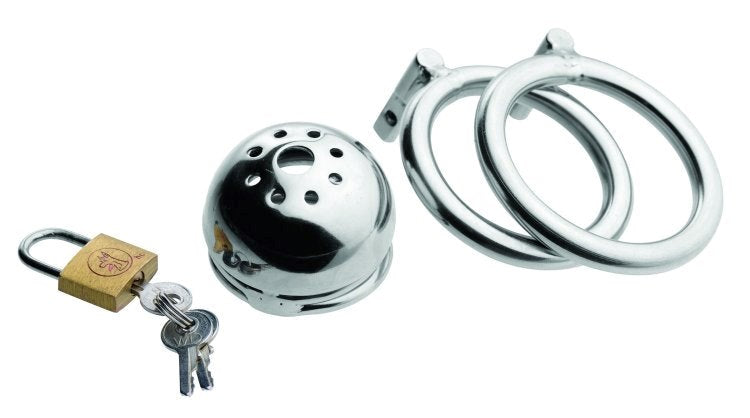 Dual-Ring Confinement Cage for Naughty Subs by XR Brands Male Chastity