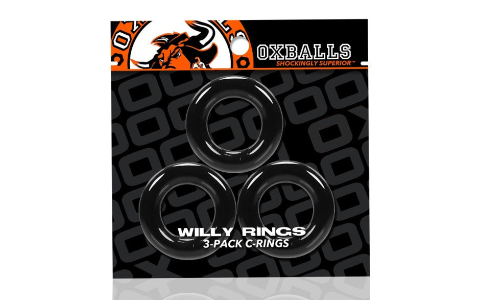 OxBalls Willy TPR Male Stretchy Cock Rings Black Cock Ring Sets