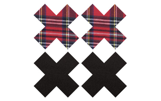 Peekaboo Sexy Schoolgirl X Nipple Pasties Black & Red Fancy Dress Ups