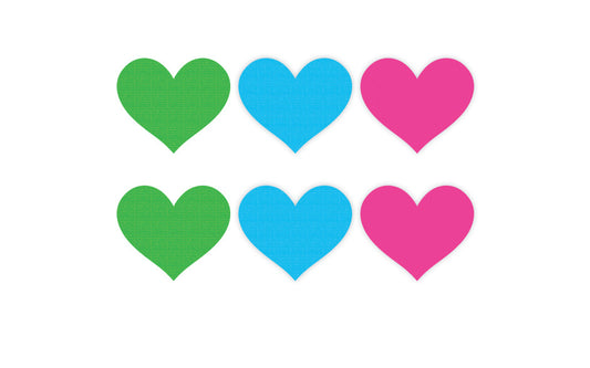 Peekaboo Neon Heart Nipple Pasties 3 Pack Green / Blue / Pink Fancy Dress Ups