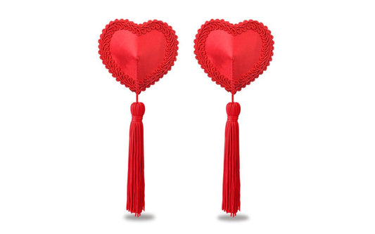 Lovetoy Reusable Red Heart Tassels Womens Nipple Pasties Breast and Nipple Toys