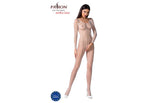 Passion Lingerie Ribbed Mesh Quality Bodystocking BS068 One Size White Body Stockings