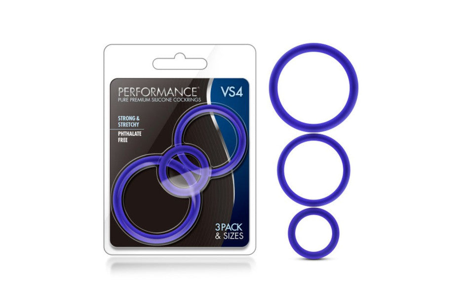 Performance Silicone Cock Rings Set 3 Piece Indigo Cock Ring Sets
