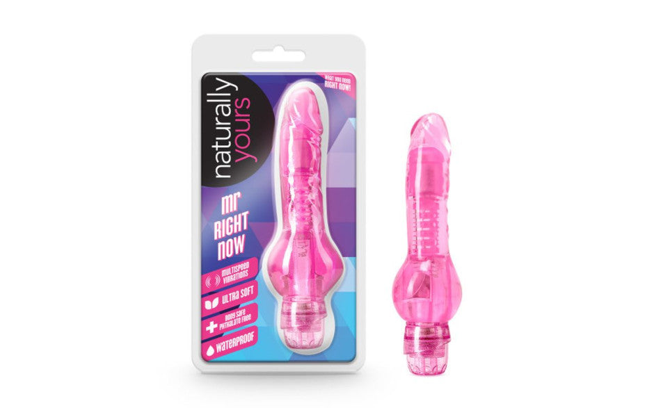 Naturally Yours Mr Right Now Vibrating Dildo Pink Vibrating Dildos