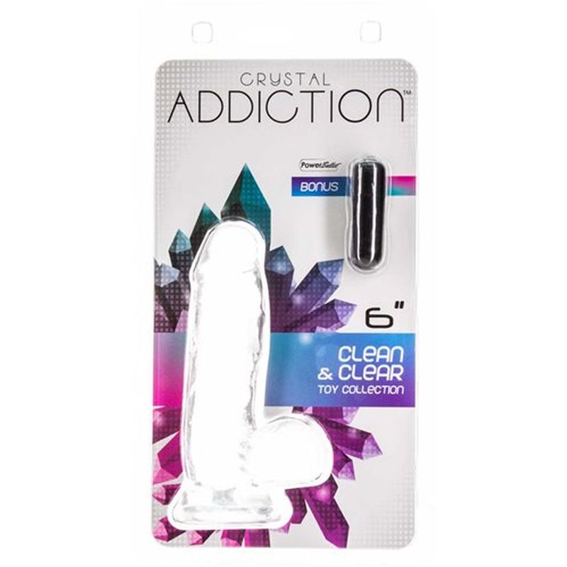 Addiction Crystal Realistic Dildo With Balls Clear Realistic Dildos