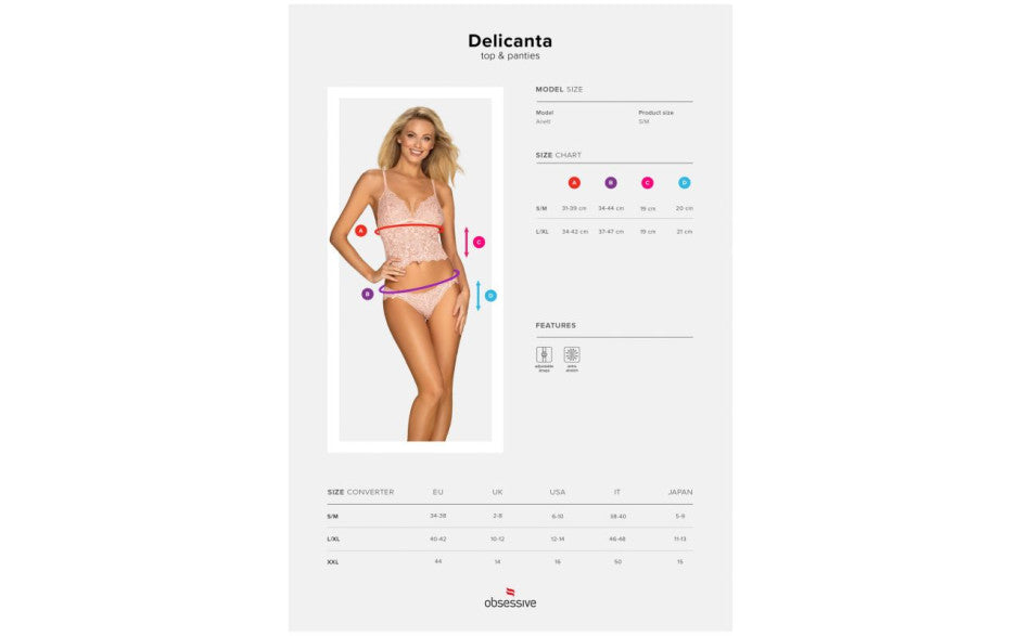 Obsessive Delicanta Womens Top and Panties Bras and Bra Sets