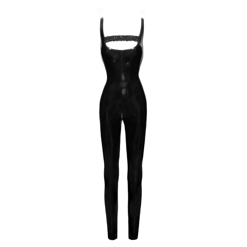 Noir Handmade PVC Overall With 2 Way Zipper Fetish Dress Black Her Fetish