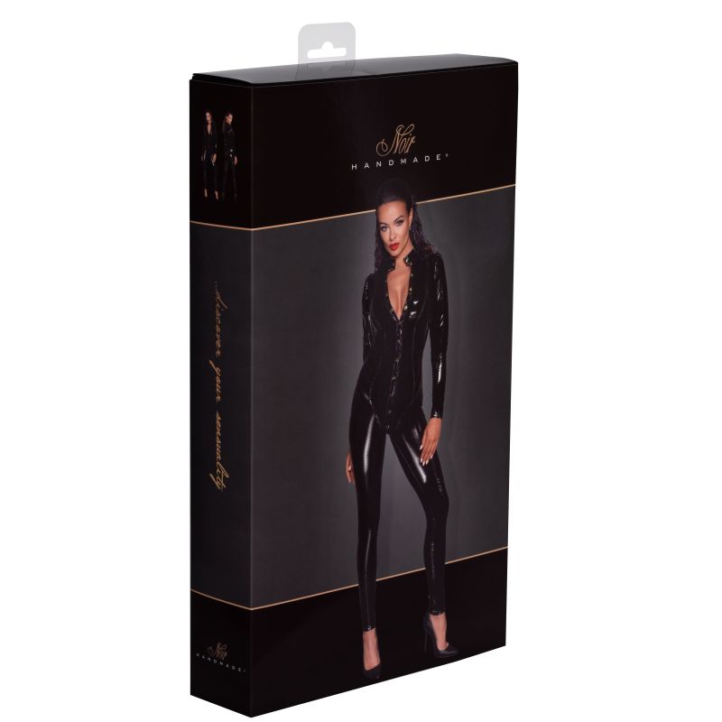 Noir Handmade Long Button Up PVC Overall Women Dress Black Her Fetish