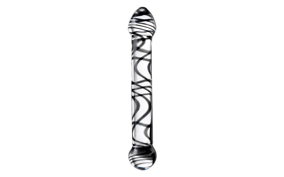 Sexus Duo Black Swirl Glass Dildo 20.5cm Glass Sex Toys