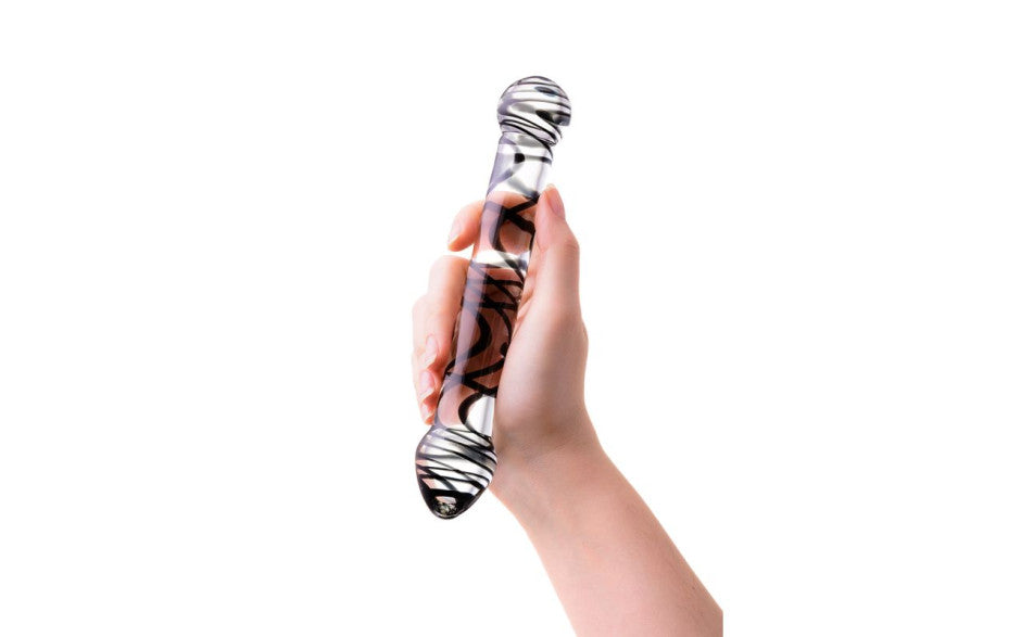 Sexus Duo Black Swirl Glass Dildo 20.5cm Glass Sex Toys