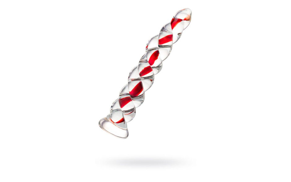 Sexus Red Ribbed Glass Dildo With Multiple Ridges 18.2cm Glass Sex Toys