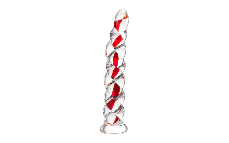 Sexus Red Ribbed Glass Dildo With Multiple Ridges 18.2cm Glass Sex Toys