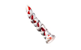 Sexus Red Ribbed Glass Dildo With Multiple Ridges 18.2cm Glass Sex Toys