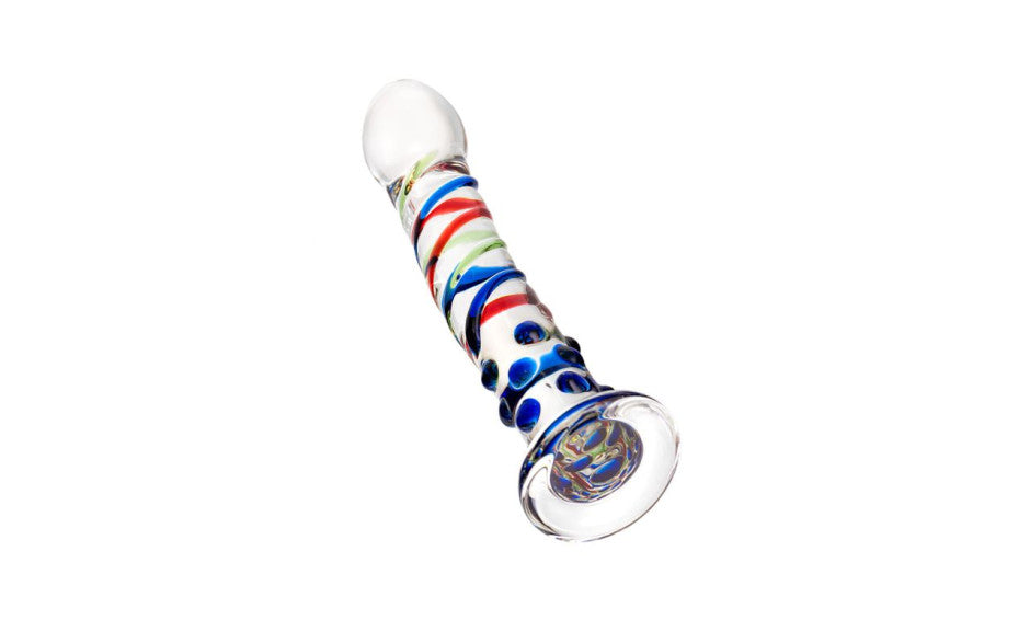 Sexus Blue Tip Suction Cup Glass Dong 18cm Glass Sex Toys