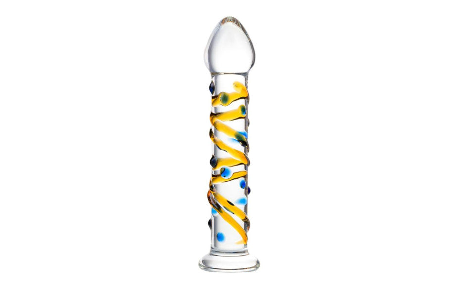 Sexus Suction Cup Glass Dildo 17.2cm Yellow Glass Sex Toys