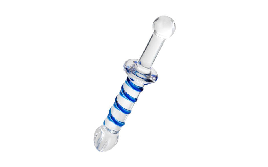 Sexus Glass Dildo Probe With Handle 23cm Clear Glass Sex Toys