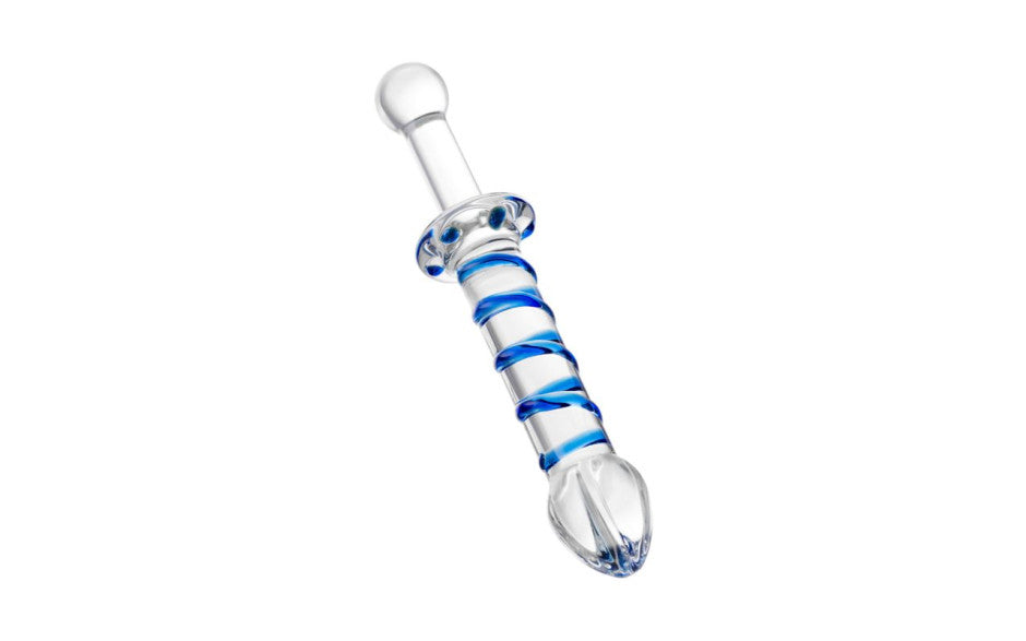 Sexus Glass Dildo Probe With Handle 23cm Clear Glass Sex Toys