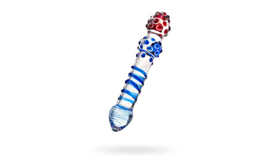 Sexus Glass Dildo 20.5cm Blue & Red Glass Sex Toys