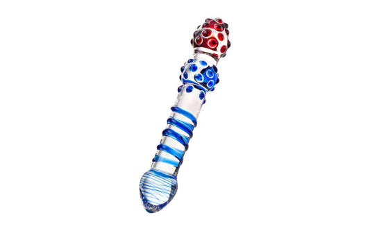 Sexus Glass Dildo 20.5cm Blue & Red {% if variant != 'Default Title' and variant != blank %} {% endif %} Glass Sex Toys