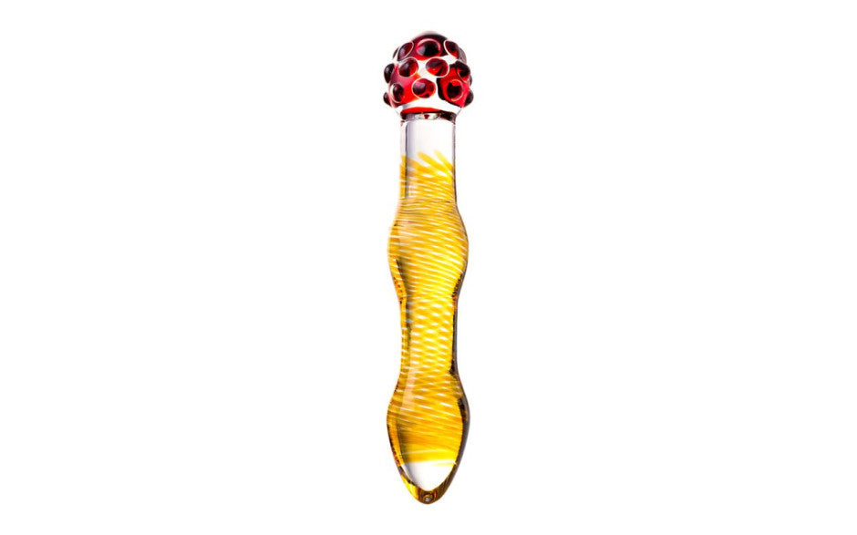 Sexus Glass Dildo 20.5cm Yellow & Red Glass Sex Toys
