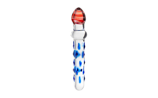 Sexus Glass Dildo With Knobs 20cm Blue & Red {% if variant != 'Default Title' and variant != blank %} {% endif %} Glass Sex Toys