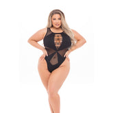 Pink Lipstick Duchess High Neck Womens Bodysuit One Size Plus Sized Lingerie