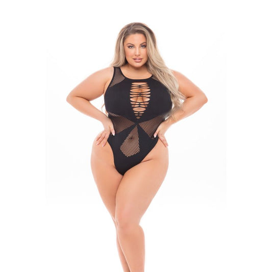 Pink Lipstick Duchess High Neck Womens Bodysuit One Size - Plus Sized Lingerie