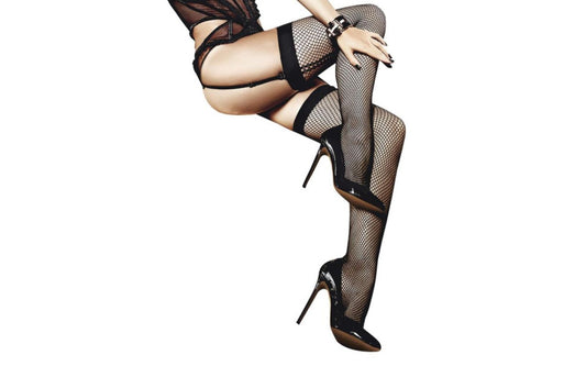 Baci Lingerie Fishnet Thigh High With Back Seam One Size - Hosiery