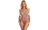 Pink Lipstick More Colour Long Sleeve Womens Bodysuit Rainbow Teddies and Bodysuits
