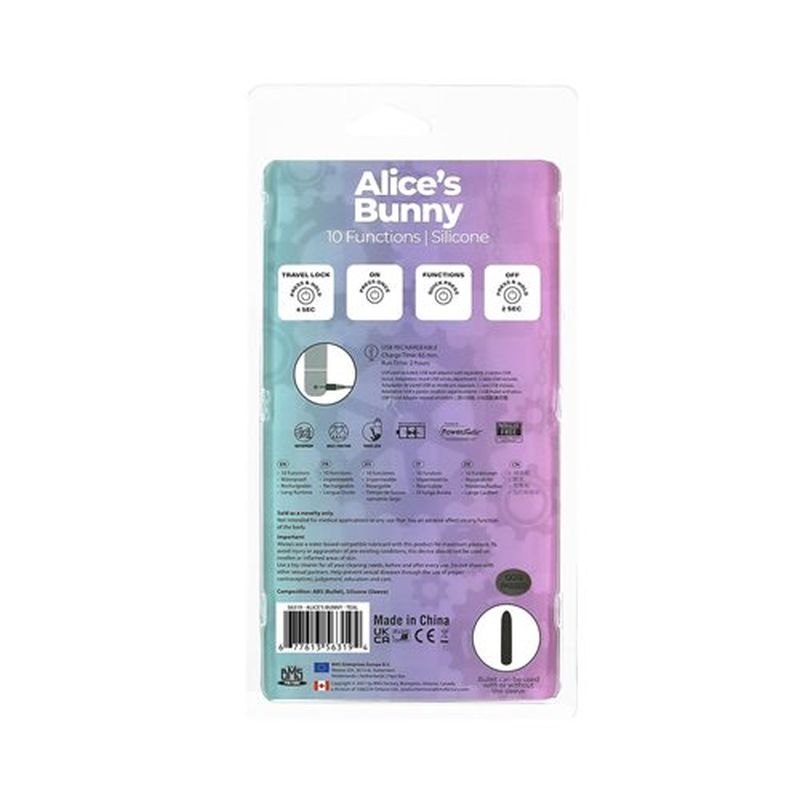 PowerBullet Alices Bunny Rechargeable Bullet Vibrator With Rabbit Sleeve Bullet Vibrators