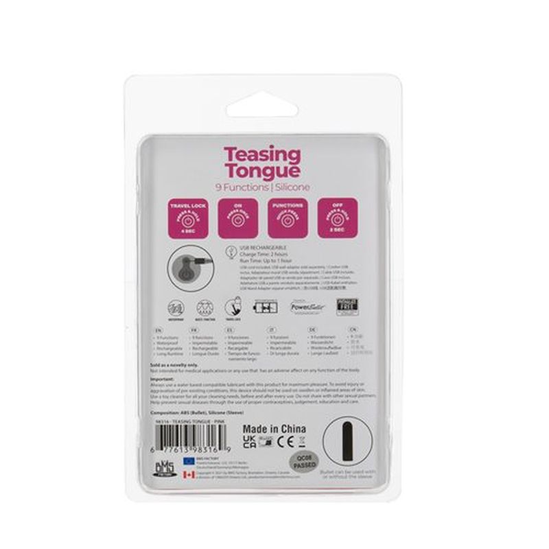 Power Bullet Teasing Tongue Vibrator With Rechargeable Bullet Finger and Tongue Vibrators