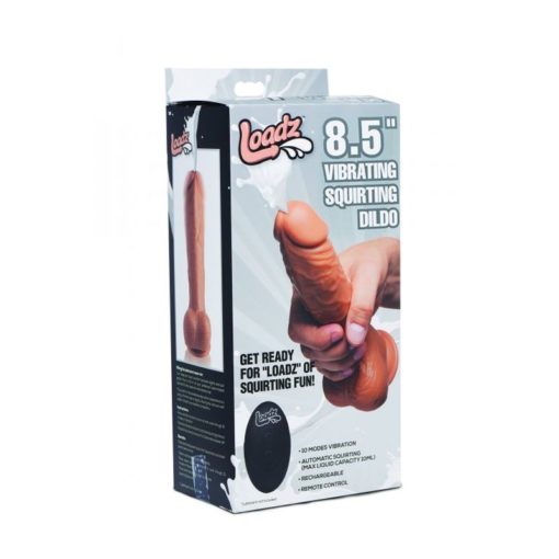 Loadz Dual Density Squirting Dildo Medium Skin Tone With Remote 8.5 Inch Vibrating Dildos