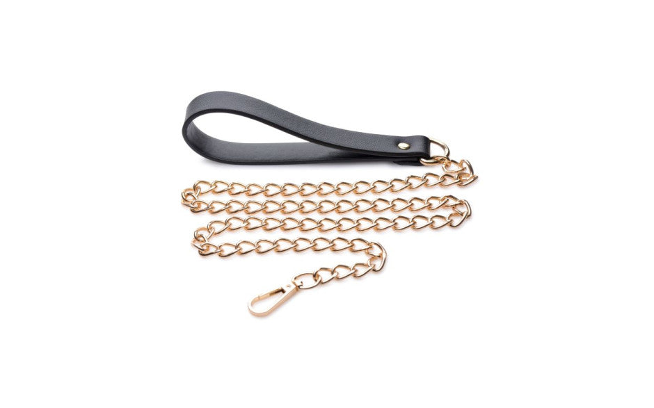 Master Series Leashed Lover Black and Gold Chain Leash Collars and Leads
