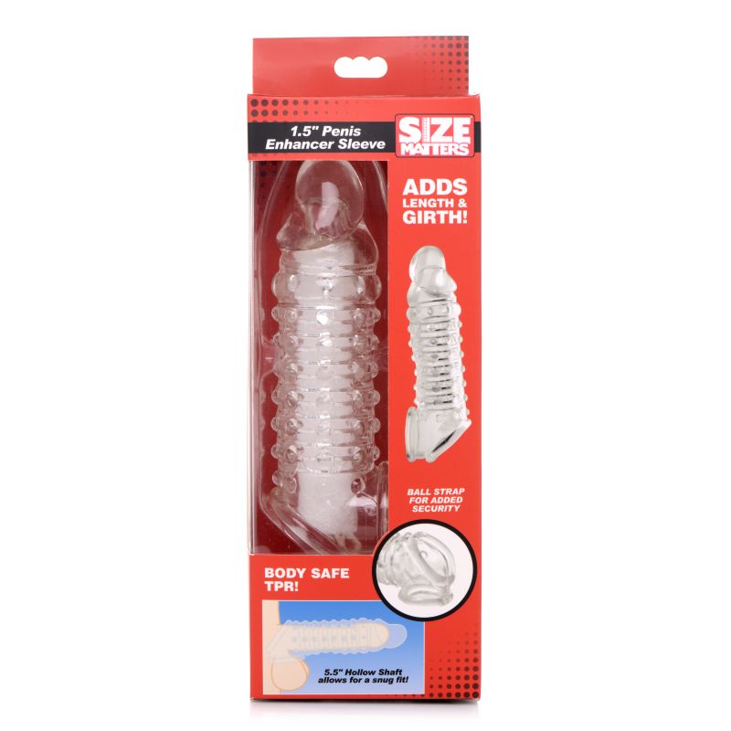 Size Matters Mens Penis Enhancer Sleeve 1.5 Inches Penis Sleeves and Extenders