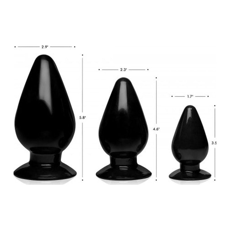 Master Series Triple Cones Anal Plug Set Black 3 Piece Butt Plugs