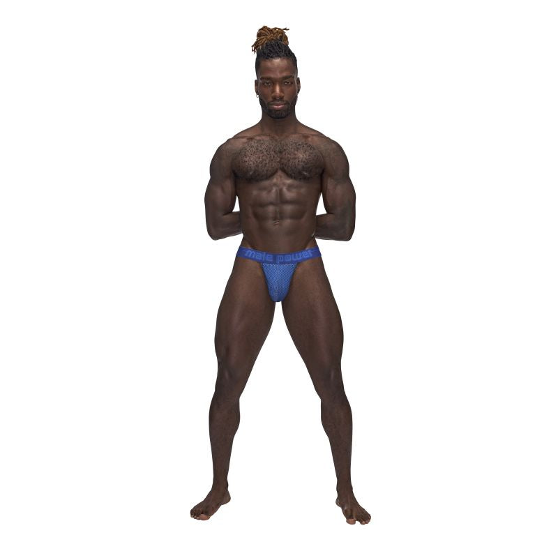 Male Power Sexagon Soft and Stretchy Micro V Thong Blue Jocks and G-Strings