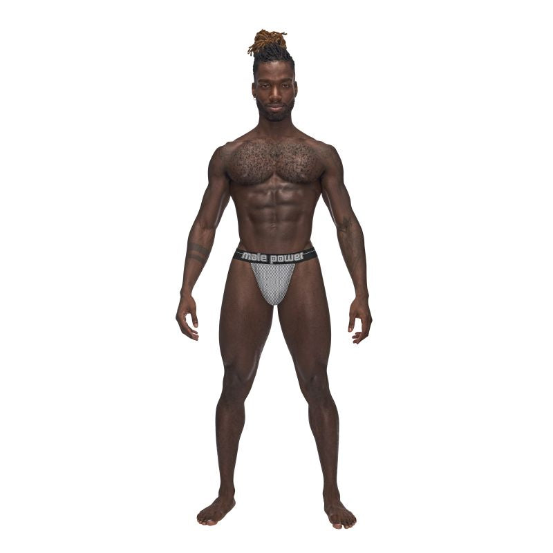 Male Power Sexagon Breathable Micro V Thong Grey Jocks and G-Strings