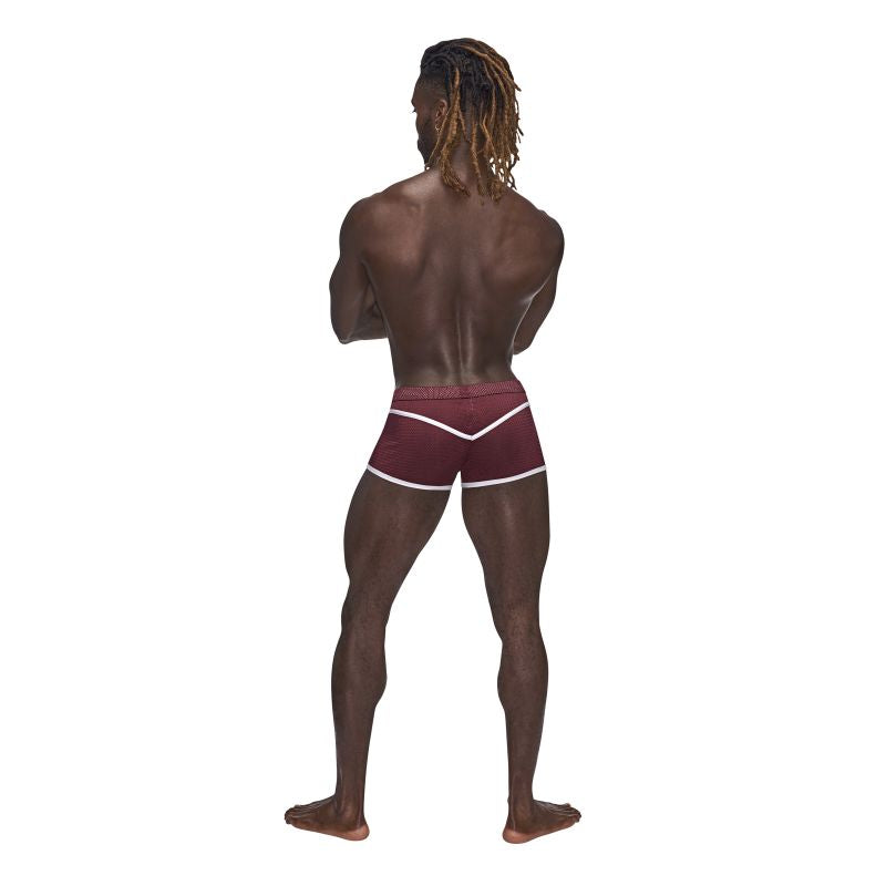Male Power Sport Mesh Stretchy Mens Mini Short Burgundy Mens Briefs And Boxers
