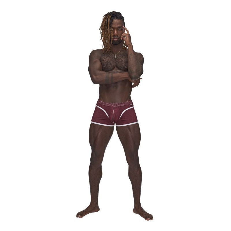 Male Power Sport Mesh Stretchy Mens Mini Short Burgundy Mens Briefs And Boxers