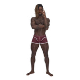 Male Power Sport Mesh Stretchy Mens Mini Short Burgundy Mens Briefs And Boxers