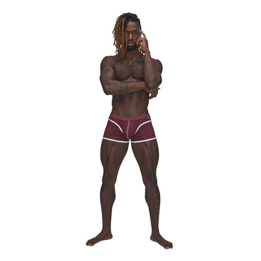 Male Power Sport Mesh Stretchy Mens Mini Short Burgundy Mens Briefs And Boxers