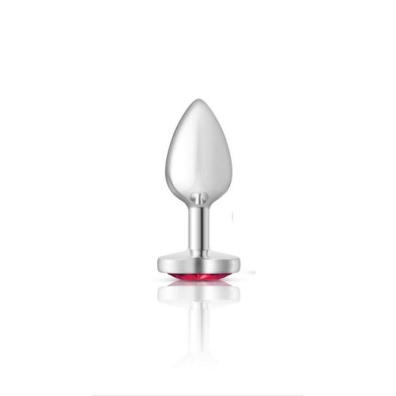 Cheeky Charms Silver Metal Butt Plug With Heart Pink Jewel Butt Plugs