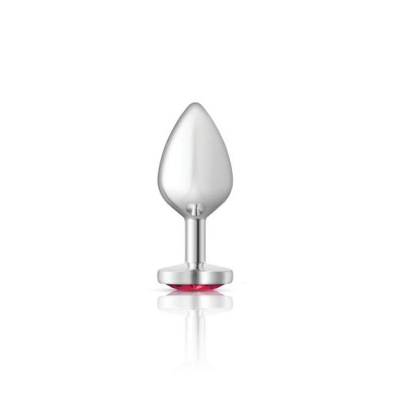 Cheeky Charms Silver Metal Butt Plug With Heart Pink Jewel Butt Plugs