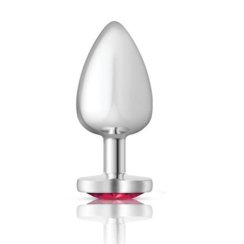 Cheeky Charms Silver Metal Butt Plug With Heart Pink Jewel Butt Plugs