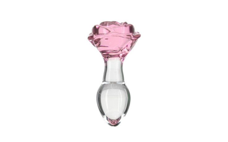 Pillow Talk Rosy Luxurious Glass Anal Plug With Clear Gem Butt Plugs